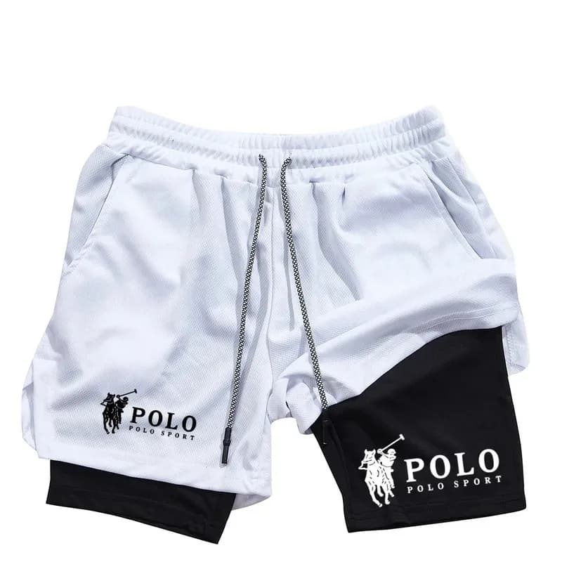Men's Quick Dry Beach Shorts Printed Double Layer 2-in-1 Fitness Training Sports Boardshorts