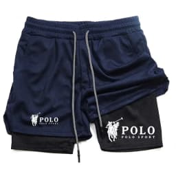 Men's Quick Dry Beach Shorts Printed Double Layer 2-in-1 Fitness Training Sports Boardshorts