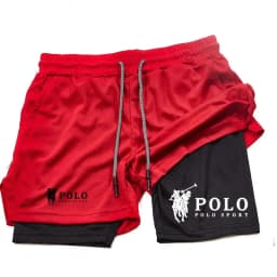 Men's Quick Dry Beach Shorts Printed Double Layer 2-in-1 Fitness Training Sports Boardshorts