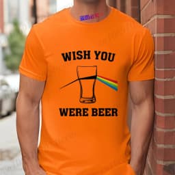 Men's Funny T-Shirt 'Wish You Were Beer', Rainbow Prism Beer Glass Print Tee, Summer Short Sleeve Y2k Tops for Drinking Party