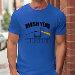 Men's Funny T-Shirt 'Wish You Were Beer', Rainbow Prism Beer Glass Print Tee, Summer Short Sleeve Y2k Tops for Drinking Party