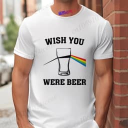 Men's Funny T-Shirt 'Wish You Were Beer', Rainbow Prism Beer Glass Print Tee, Summer Short Sleeve Y2k Tops for Drinking Party