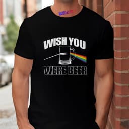 Men's Funny T-Shirt 'Wish You Were Beer', Rainbow Prism Beer Glass Print Tee, Summer Short Sleeve Y2k Tops for Drinking Party