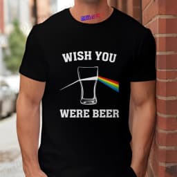 Men's Funny T-Shirt 'Wish You Were Beer', Rainbow Prism Beer Glass Print Tee, Summer Short Sleeve Y2k Tops for Drinking Party