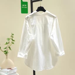 Spring and Autumn New Cute Cat Embroidery Pure Cotton Breathable Shirt for Women, Korean Style Casual Age-Reducing Versatile Student Layered Long-Sleeve White Shirt Top