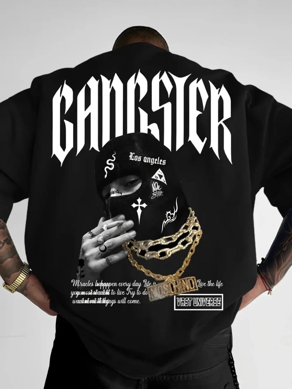 European and American men's summer personalized letter wealth print soft and breathable round neck T-shirt outdoor street top