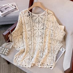 Daisy Crochet Lace Top Batwing Sleeve Hollow-out Floral Openwork Knit Blouse Women Beach Cover-up Spring Summer 2026 Boho