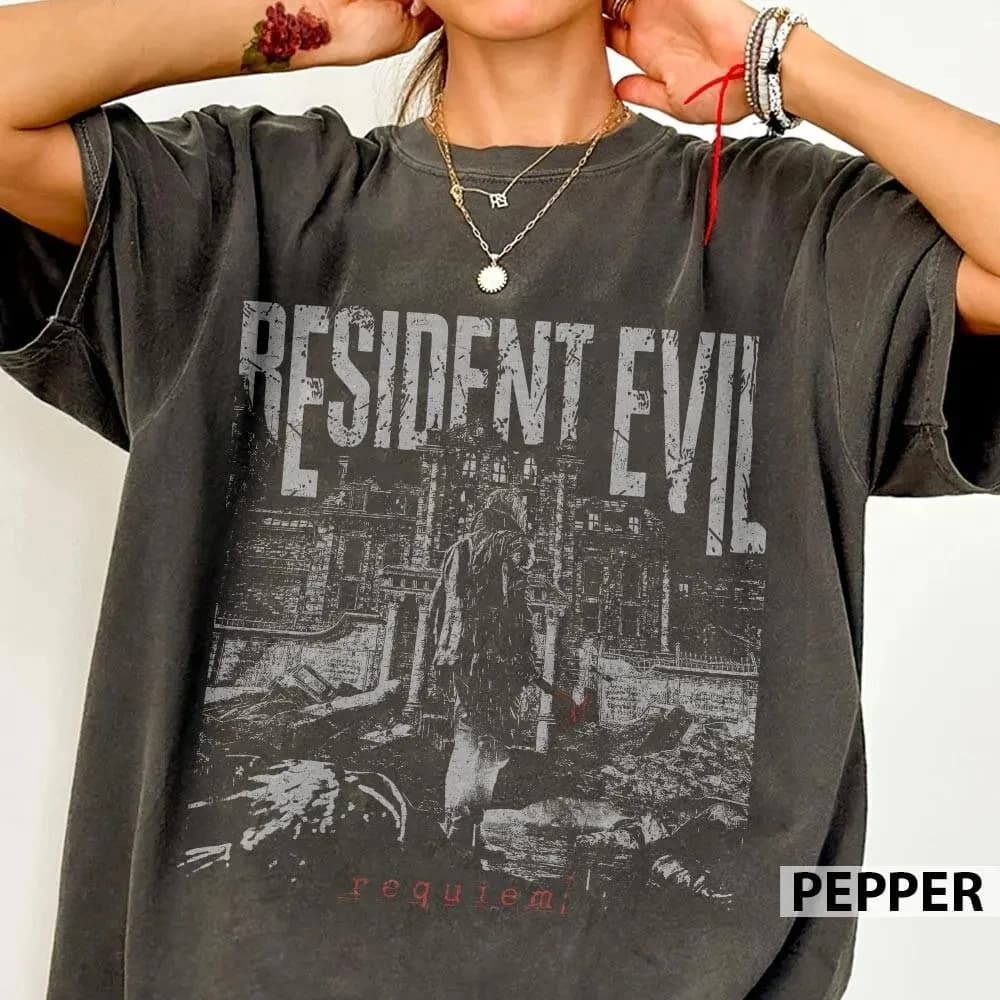 2026 Summer Women's Resident Evil Graphic Print T-Shirt Cotton and Breathable Short Sleeve Streetwear Oversized Loose Casual