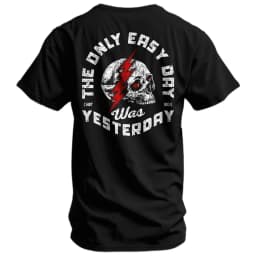 Only Easy Day Was Yesterday Skull Men's T-Shirt - Combat Iron Military T-shirt - Suitable for Sports Wear Pure Cotton