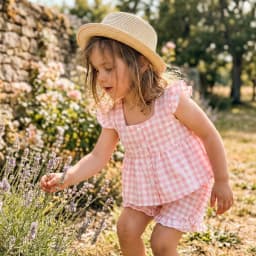 0-4Y Toddler Girls Plaid Outfits Summer Fly Sleeve Square Neck Tops Elastic Waist Shorts Baby Girls Retro Casual 2Pcs Sets