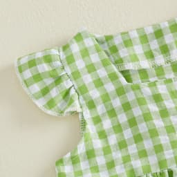 0-4Y Toddler Girls Plaid Outfits Summer Fly Sleeve Square Neck Tops Elastic Waist Shorts Baby Girls Retro Casual 2Pcs Sets