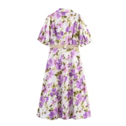 European and American style spring and summer new women's clothing with waist belt and flower print medium long dress