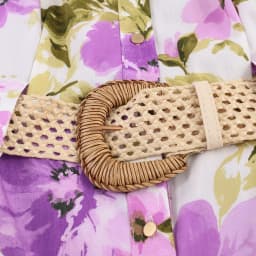 European and American style spring and summer new women's clothing with waist belt and flower print medium long dress