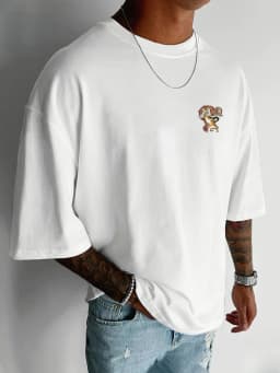 Men's T-Shirt with "Dragon and Tiger" Heat Transfer Print Round Neck Machine Washable Urban Fashion Trendy Top