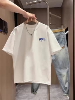 Summer 100% Cotton Men's White T Shirt Trendy Pattern Printing Soft Breathable Fabric Suitable Daily Commuting Fashionable Item