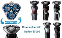 Silver Replacement SH50 Heads Compatible with Philips Electric Shavers Series S5000 (5xxx),Not Fit S5466/5300/5400/5000X/S5581..