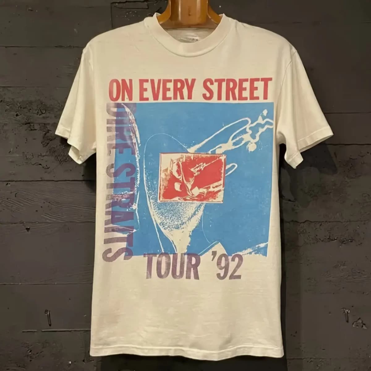 Dire Straits on Every Street Vintage T-Shirt 90s Retro Rock Band Tee Iconic Album Comfortable Crew Neck Regular Fit