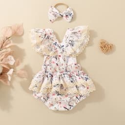 Summer female infants hot-selling cute rabbit flower print triangular jersey skirt + bow headgear two-piece set