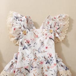 Summer female infants hot-selling cute rabbit flower print triangular jersey skirt + bow headgear two-piece set