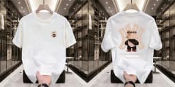 Fashion Bear Print Heavy Cotton Round Neck Short Sleeve T-shirt Men's Summer American Fashion Brand Ins Half Sleeve Loose Top
