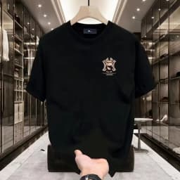 Fashion Bear Print Heavy Cotton Round Neck Short Sleeve T-shirt Men's Summer American Fashion Brand Ins Half Sleeve Loose Top