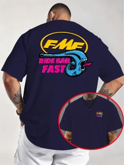 2026 Summer New American Motorcycle Fmf Interesting Exhaust Pipe T-shirt "ride Bad Fast" Knitted Fabric Fresh and Comfortable
