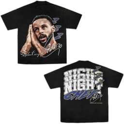 Summer Hot Selling Basketball Superstar Curry Goodnight Pattern Cotton T-shirt, Adult and Children's Fashionable Sportswear