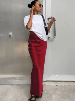 Women's Simulated Silk Satin Half Skirt Casual European American Style Wrap Buttocks Skirt for Cross-Border Fashion