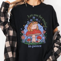 Plus Size Women's Vintage Weird Frog Mushroom Graphic T-Shirt Pure Cotton Breathable Stylish Versatile Street Style Oversized
