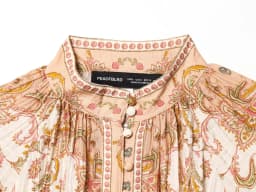 European and American style new women's fashion retro positioning printed pleated decoration single breasted top