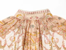 European and American style new women's fashion retro positioning printed pleated decoration single breasted top
