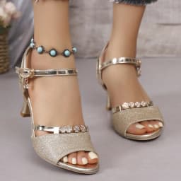 Sandals Block Heel High Heel 2026 Summer Fashion Comfortable Versatile Women Sandals One Word Buckle Open Toe High Heel Sandals