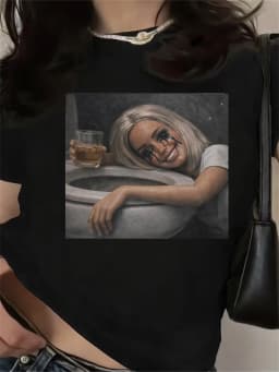 Funny Doll Face Y2K Graphic T Shirt Women Men Cotton Tee Summer Spring Oversized Tops ironic humor weirdcor Sarcastic Hilarious