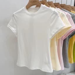 AOSSVIAO 2026 Summer Solid Color Women's Short Sleeve T-Shirt American Vintage Y2K Slim Basic O-Neck Tee Trendy Slim Fit Tops
