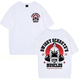 Dwight Schrute Gym for Muscles Double-sided T Shirt Tv Series The Office Michael Scott Hip-hop Casual T Shirts Men Cotton Tees