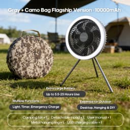Large Size 10000mAh Outdoor Camping Fan Rechargeable Tent Ceiling Fan Portable Desktop Circulator with Remote Control LED Light