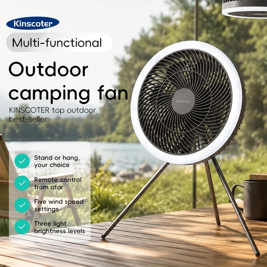 Large Size 10000mAh Outdoor Camping Fan Rechargeable Tent Ceiling Fan Portable Desktop Circulator with Remote Control LED Light