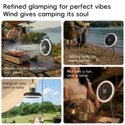 Large Size 10000mAh Outdoor Camping Fan Rechargeable Tent Ceiling Fan Portable Desktop Circulator with Remote Control LED Light