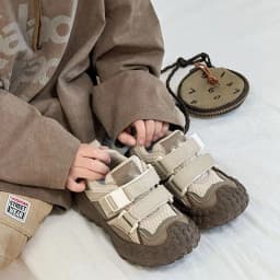 Kids Chunky Sneakers 2026 New Winter Cotton Velcro Shoes with Spiked Lug Sole Anti Slip Tire Bottom Street Style for Boys Girls​