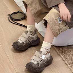 Kids Chunky Sneakers 2026 New Winter Cotton Velcro Shoes with Spiked Lug Sole Anti Slip Tire Bottom Street Style for Boys Girls​