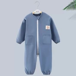 Baby Overall Suit Thin Anti-Dirt Crawling Art Drawing Clothes with Three Zippers Loose Outdoor Coverall for Kids 1-4 Years