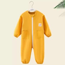 Baby Overall Suit Thin Anti-Dirt Crawling Art Drawing Clothes with Three Zippers Loose Outdoor Coverall for Kids 1-4 Years