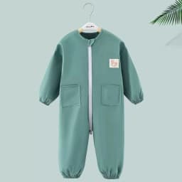 Baby Overall Suit Thin Anti-Dirt Crawling Art Drawing Clothes with Three Zippers Loose Outdoor Coverall for Kids 1-4 Years