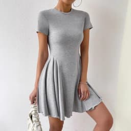 Summer New Women's French Crew Neck Short Sleeve Dress Short Skirt Summer Dress Vintage Dress Beach Dress
