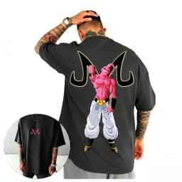 2026 New Dragon Ball Vintage Majin Buu Printed Short Sleeve T-shirt Men's and Women's T-shirt Men's Tops Sports T-shirt Harajuku