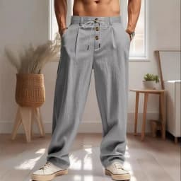 New Men's Cotton and Linen Casual Breathable Pants, Fashionable Street Sport Pants, Beach and Outdoor Loose Straight Pants