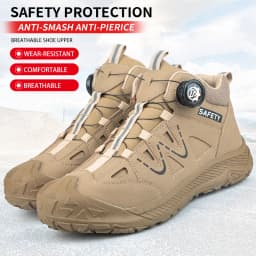Mid-Top Rubber-Soled Safety Shoes for Men and Women, Work Shoes, Protective Shoes, Anti-Smashing, Anti-Puncture