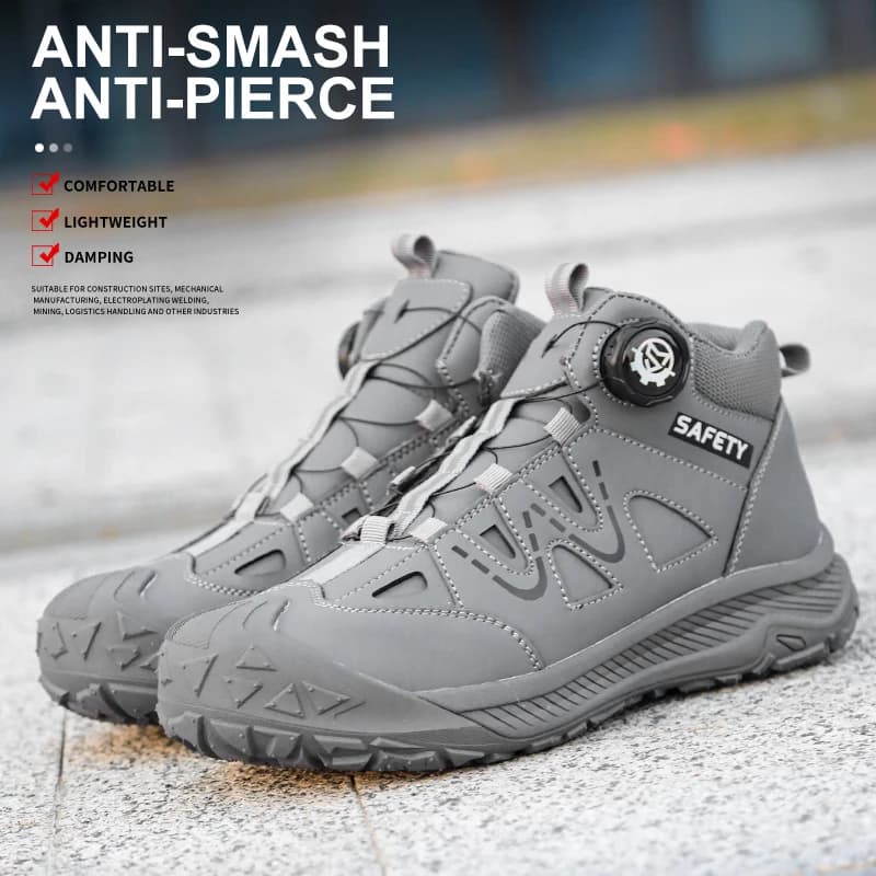Mid-Top Rubber-Soled Safety Shoes for Men and Women, Work Shoes, Protective Shoes, Anti-Smashing, Anti-Puncture