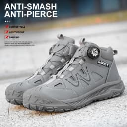 Mid-Top Rubber-Soled Safety Shoes for Men and Women, Work Shoes, Protective Shoes, Anti-Smashing, Anti-Puncture