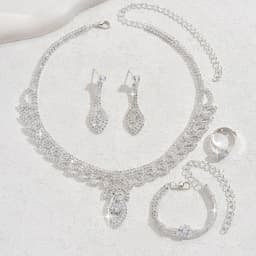 New product leaf necklace and earrings set of four pieces - fashionable European-style wedding diamond accessories
